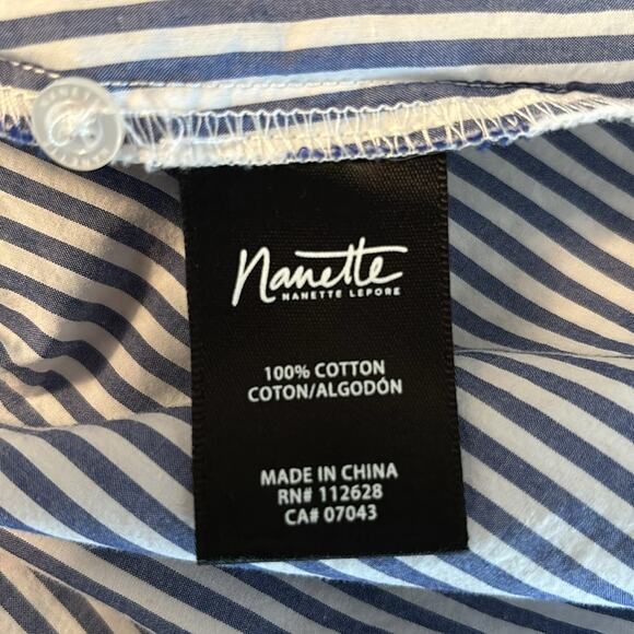 Pretty Floral Embroidered Oxford Stripe Button Down Shirt - Picture 7 of 7